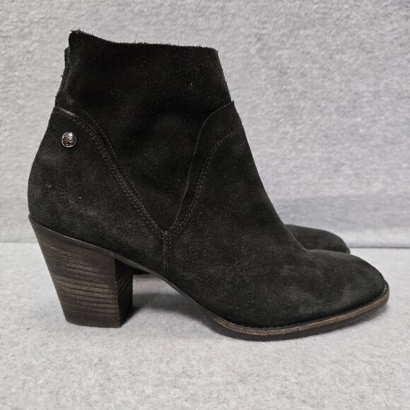 Paul Green Black Suede Nora Heeled Ankle Booties Size 7 - Picture 1 of 9